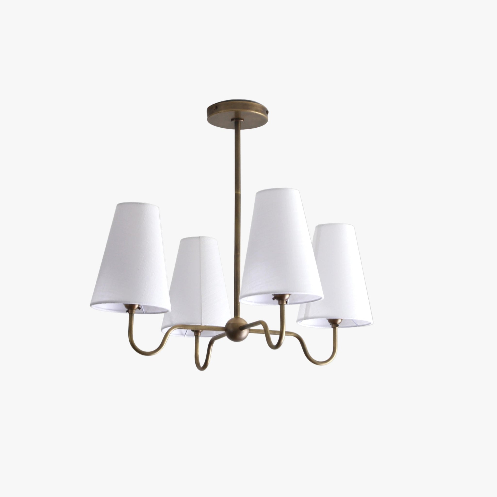 Brass Chandelier with Linen Shades