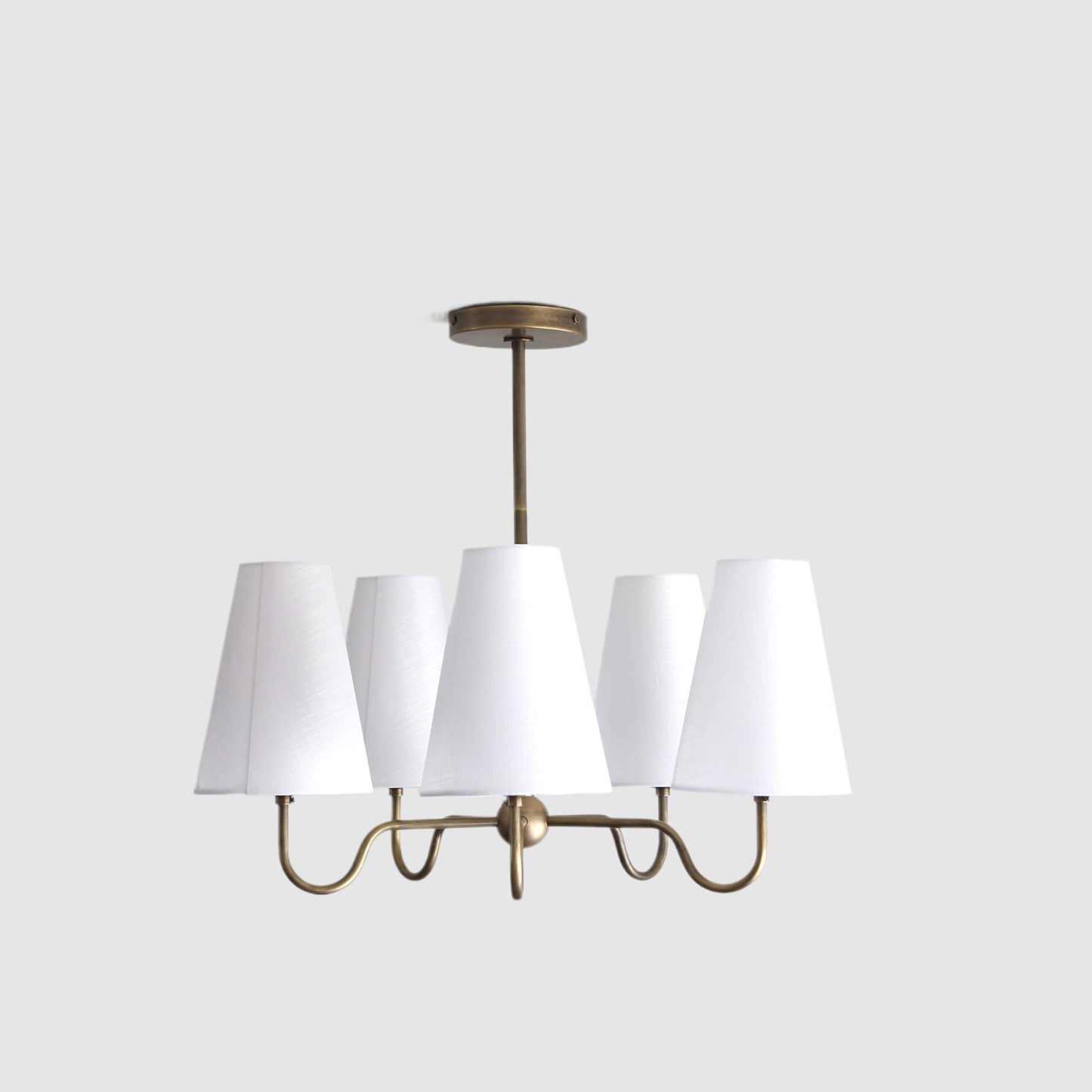 Brass Chandelier with Linen Shades