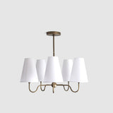 Brass Chandelier with Linen Shades