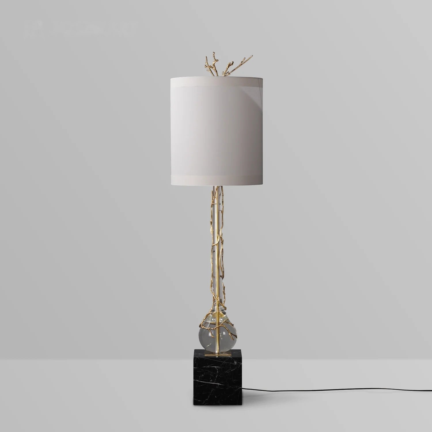 brass lamp with fabric shade
