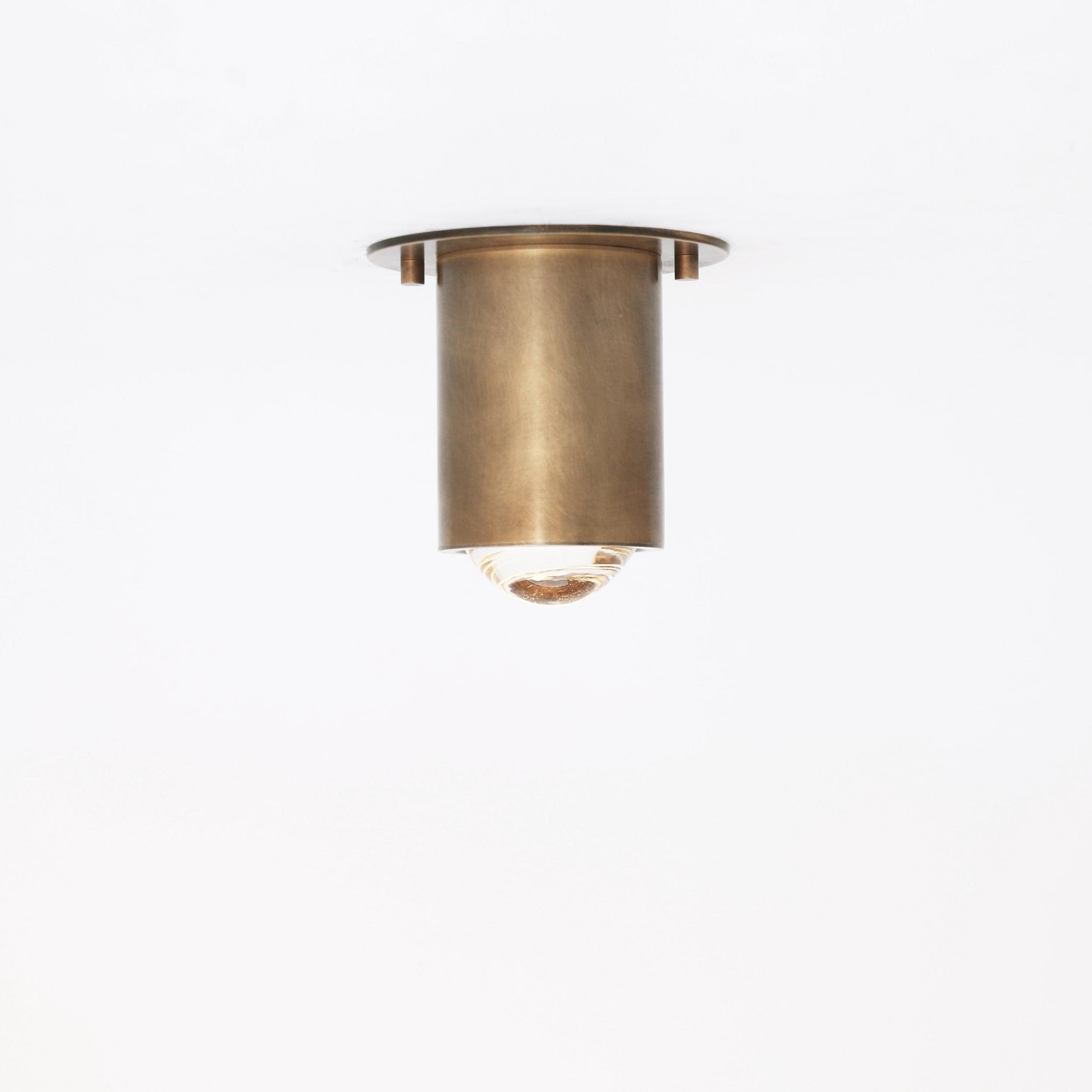 Brass Cylinder Ceiling Spotlight with Clear Glass Lens