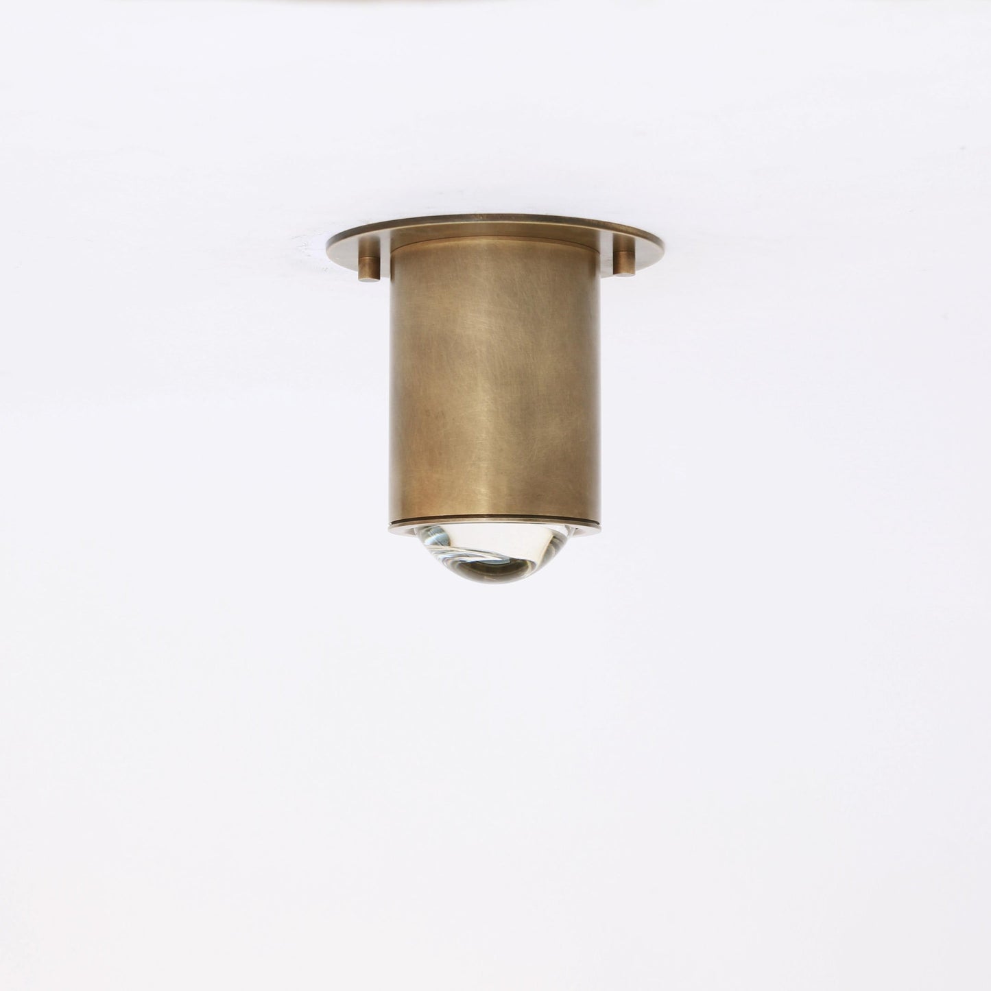 Brass Cylinder Ceiling Spotlight with Clear Glass Lens