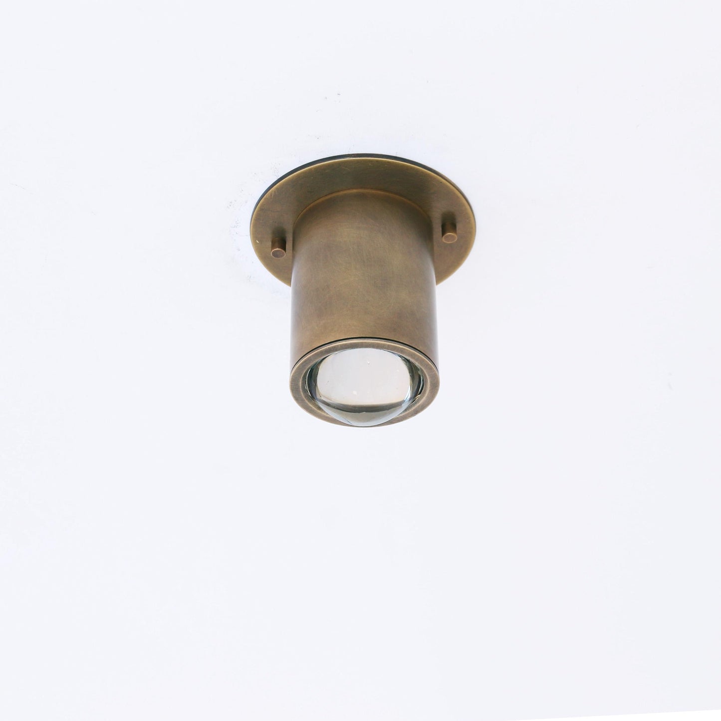 Brass Cylinder Ceiling Spotlight with Clear Glass Lens