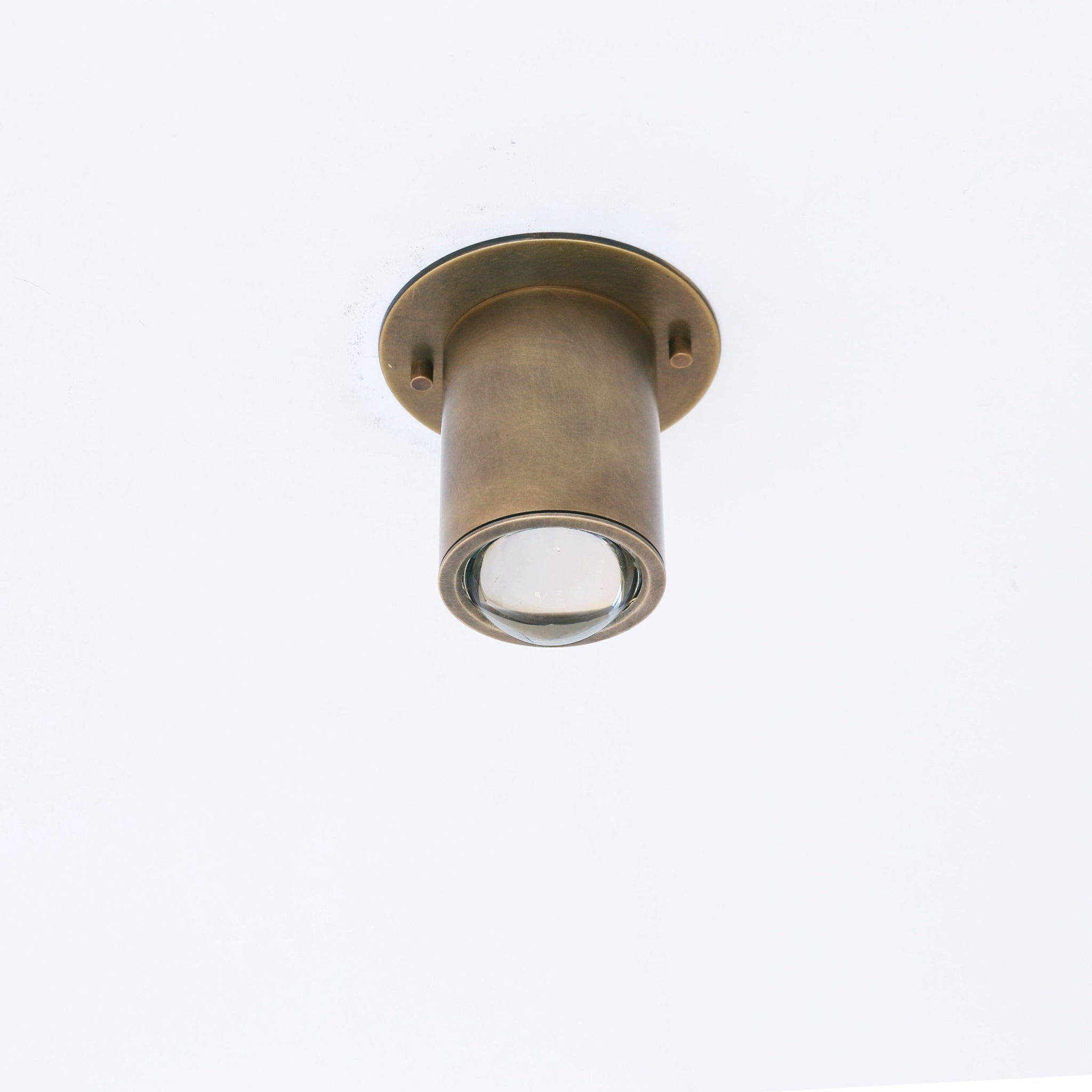 Brass Cylinder Ceiling Spotlight with Clear Glass Lens