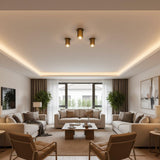 Brass Cylinder Ceiling Spotlight with Clear Glass Lens