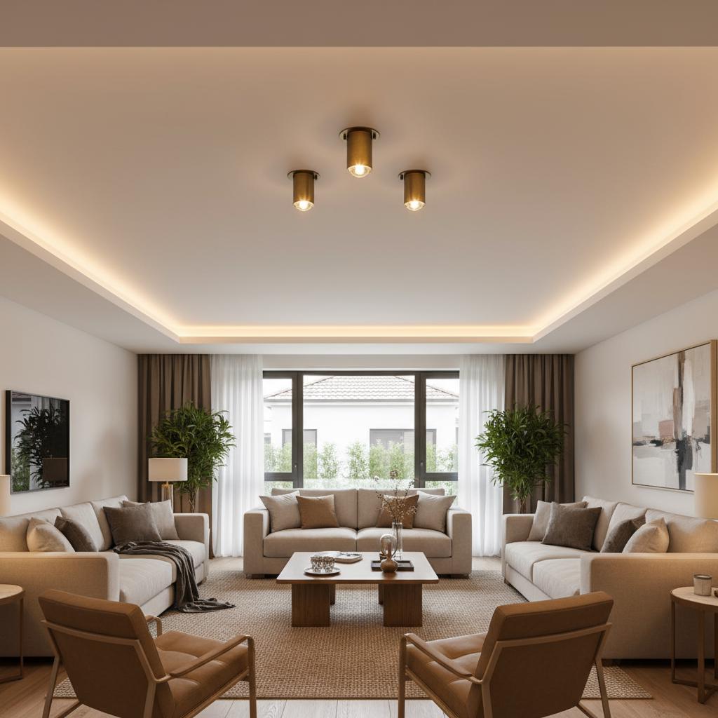 Brass Cylinder Ceiling Spotlight with Clear Glass Lens