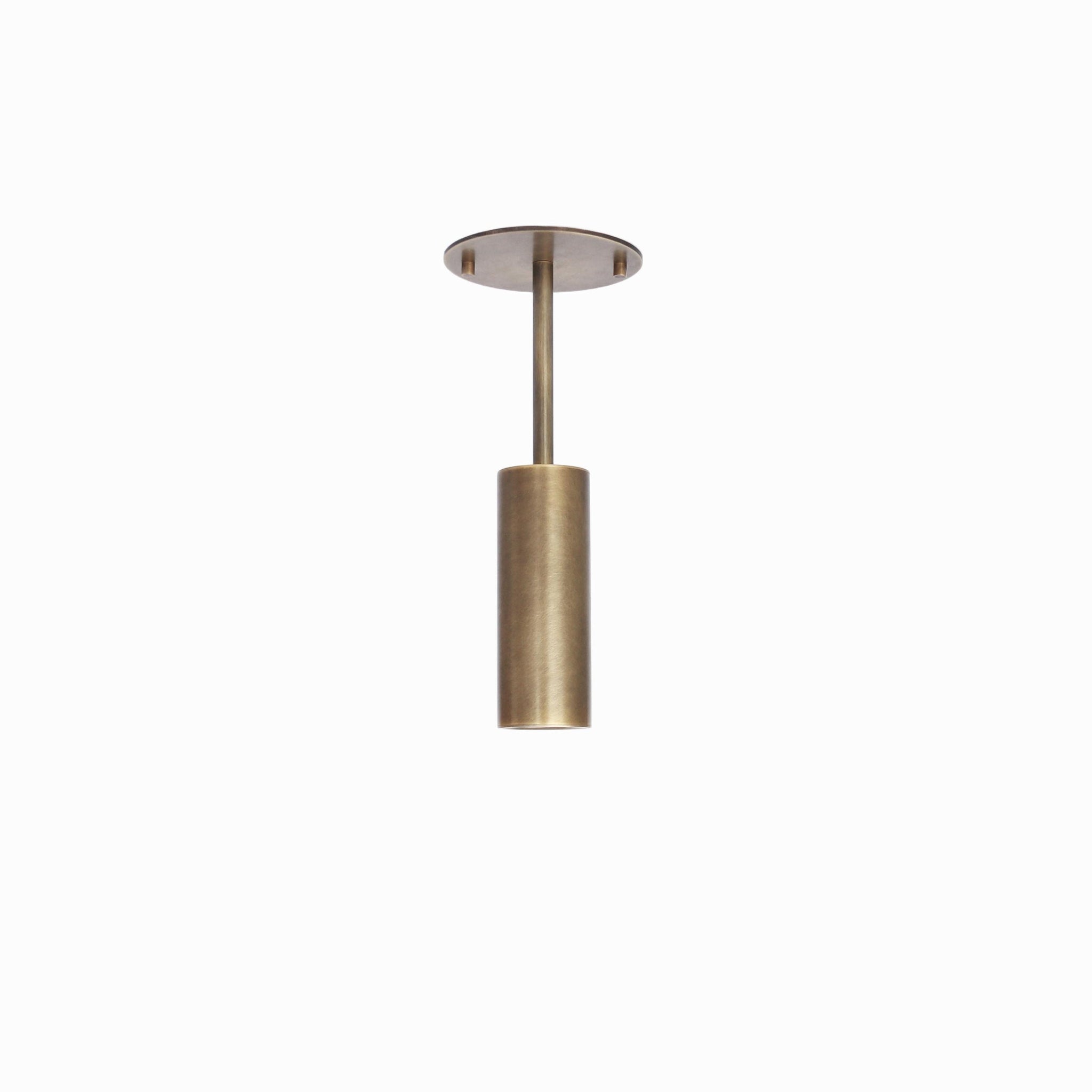 Brass Cylinder Ceiling Spotlight with Drop Rod