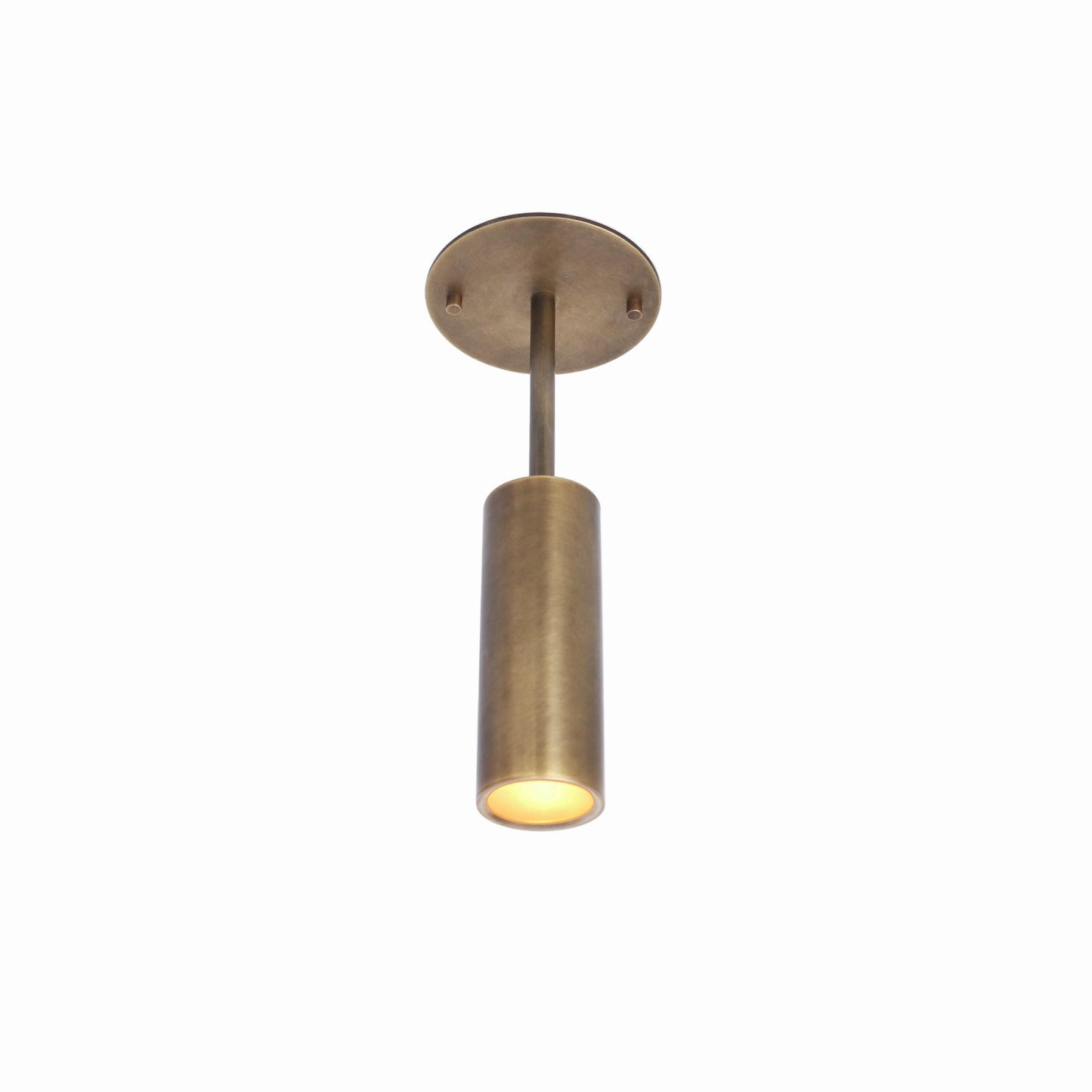 Brass Cylinder Ceiling Spotlight with Drop Rod