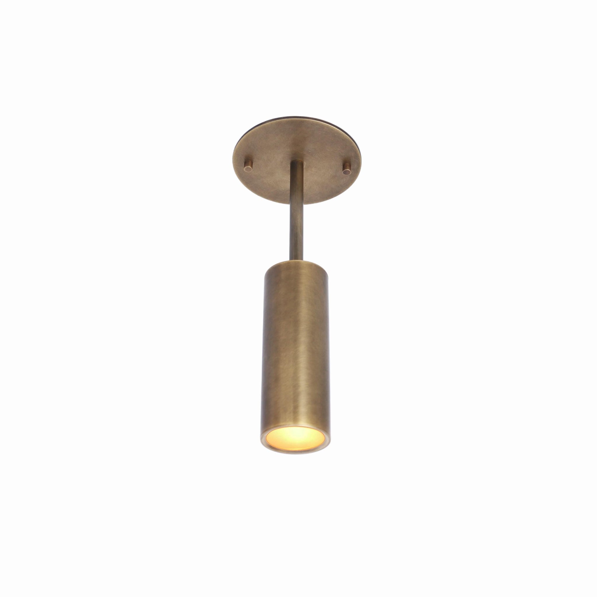 Brass Cylinder Ceiling Spotlight with Drop Rod
