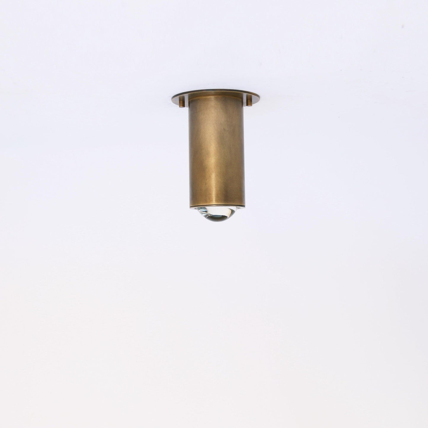 Brass Cylinder Ceiling Spotlight with Frosted Glass Lens