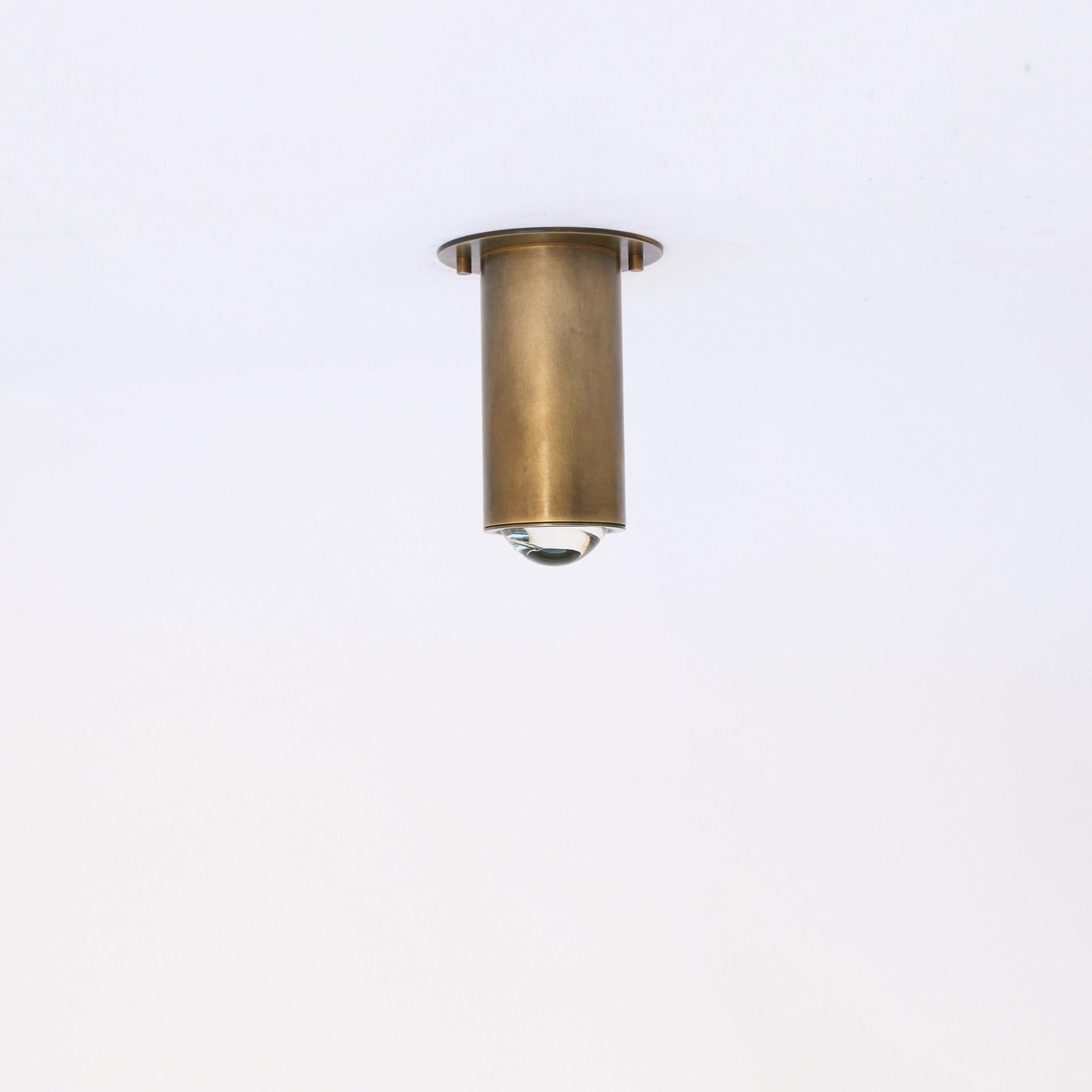 Brass Cylinder Ceiling Spotlight with Frosted Glass Lens