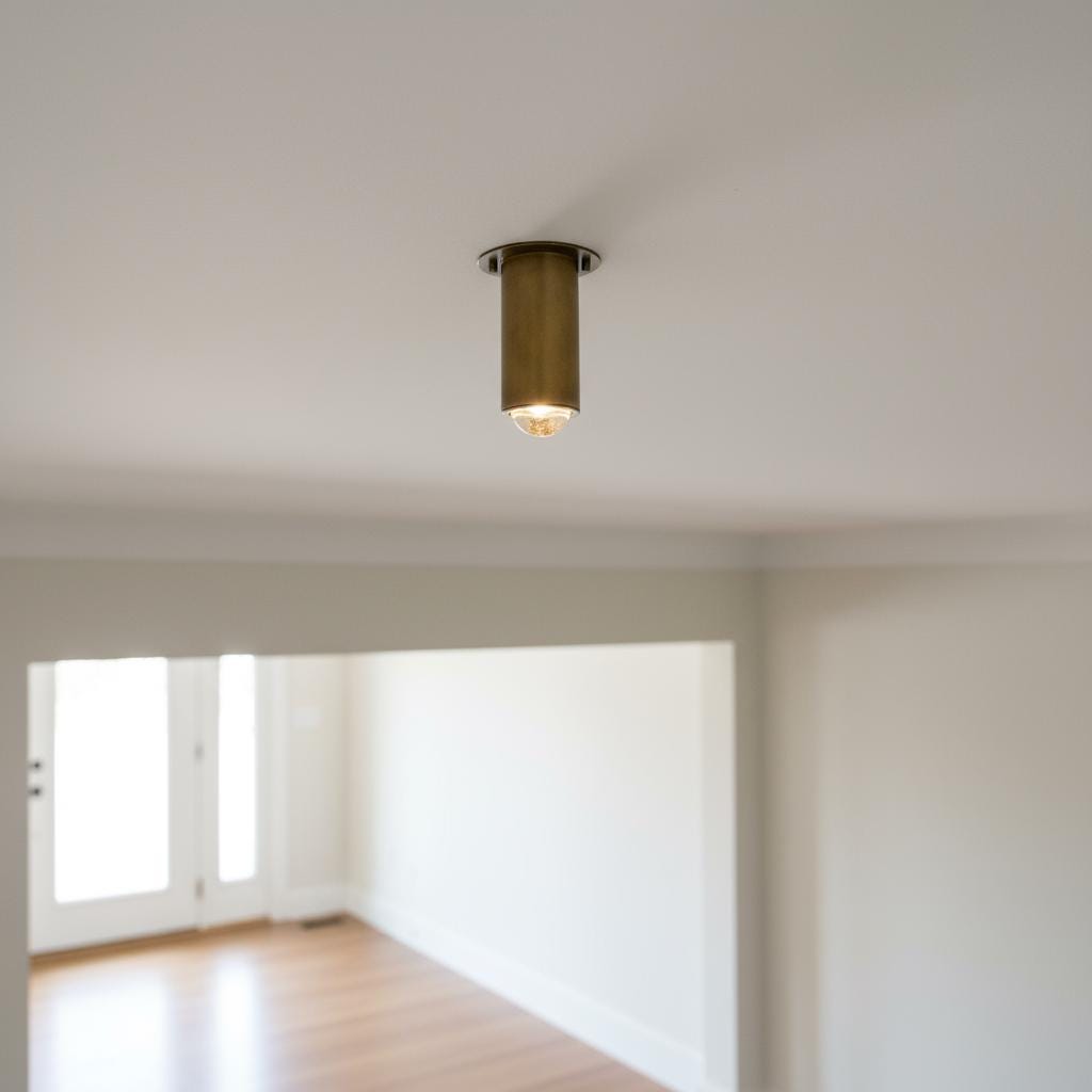 Brass Cylinder Ceiling Spotlight with Frosted Glass Lens