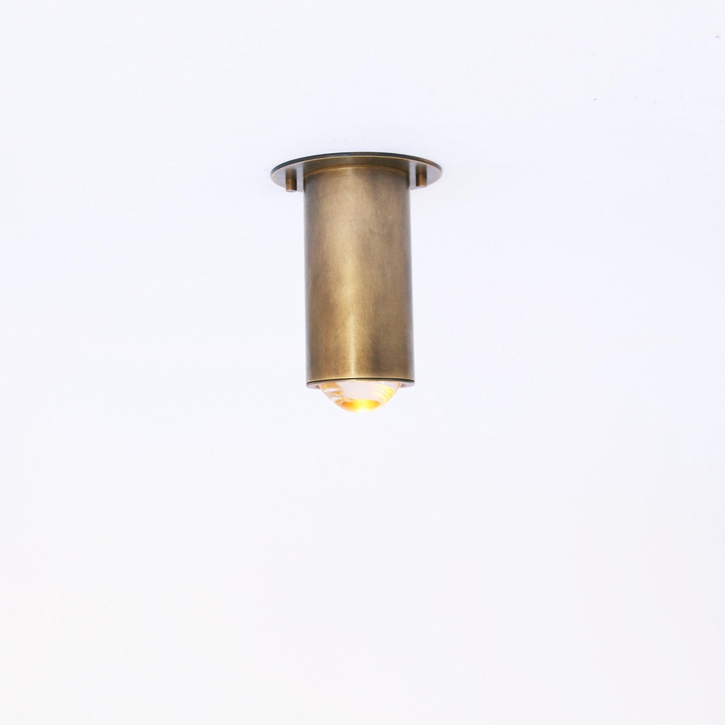 Brass Cylinder Ceiling Spotlight with Frosted Glass Lens