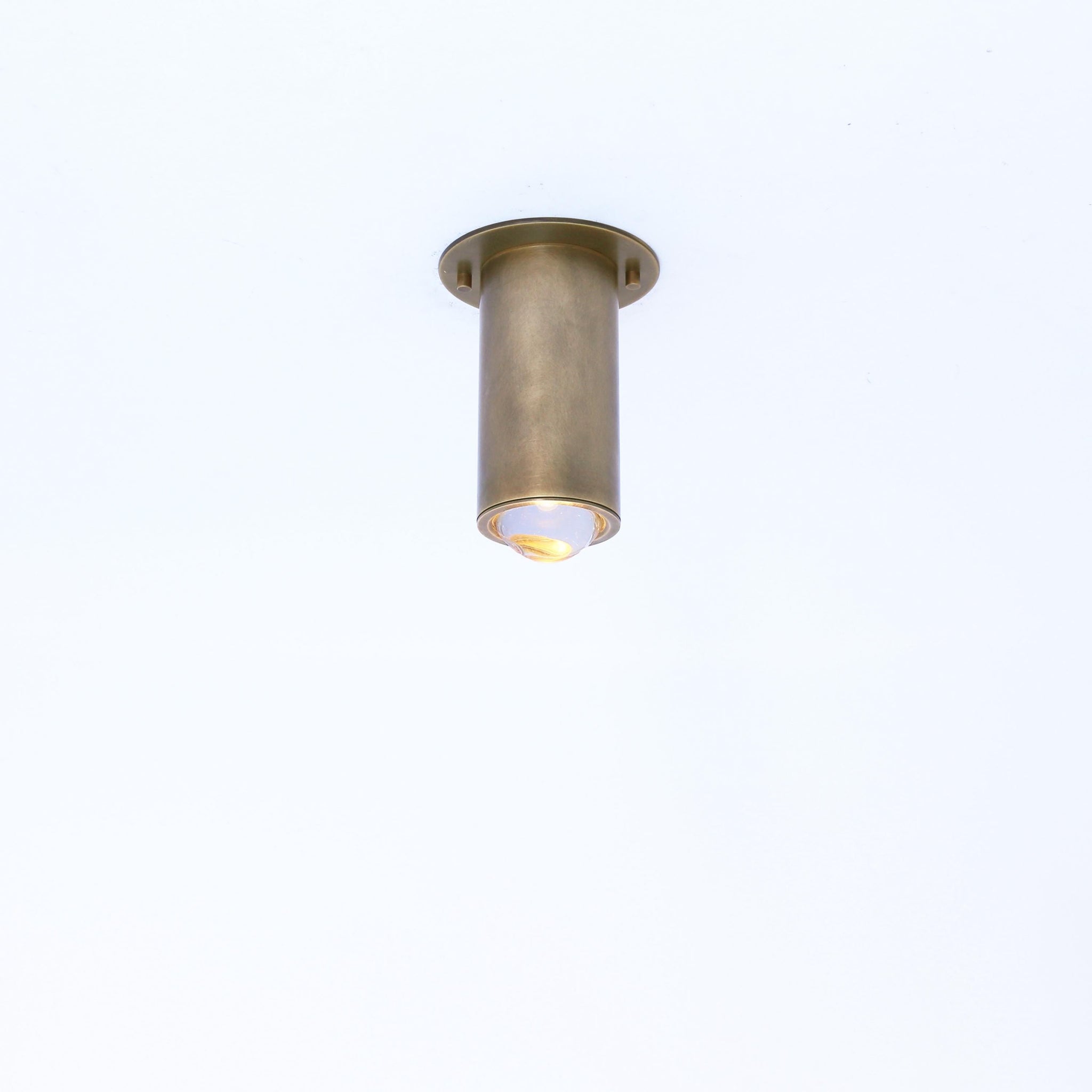 Brass Cylinder Ceiling Spotlight with Frosted Glass Lens