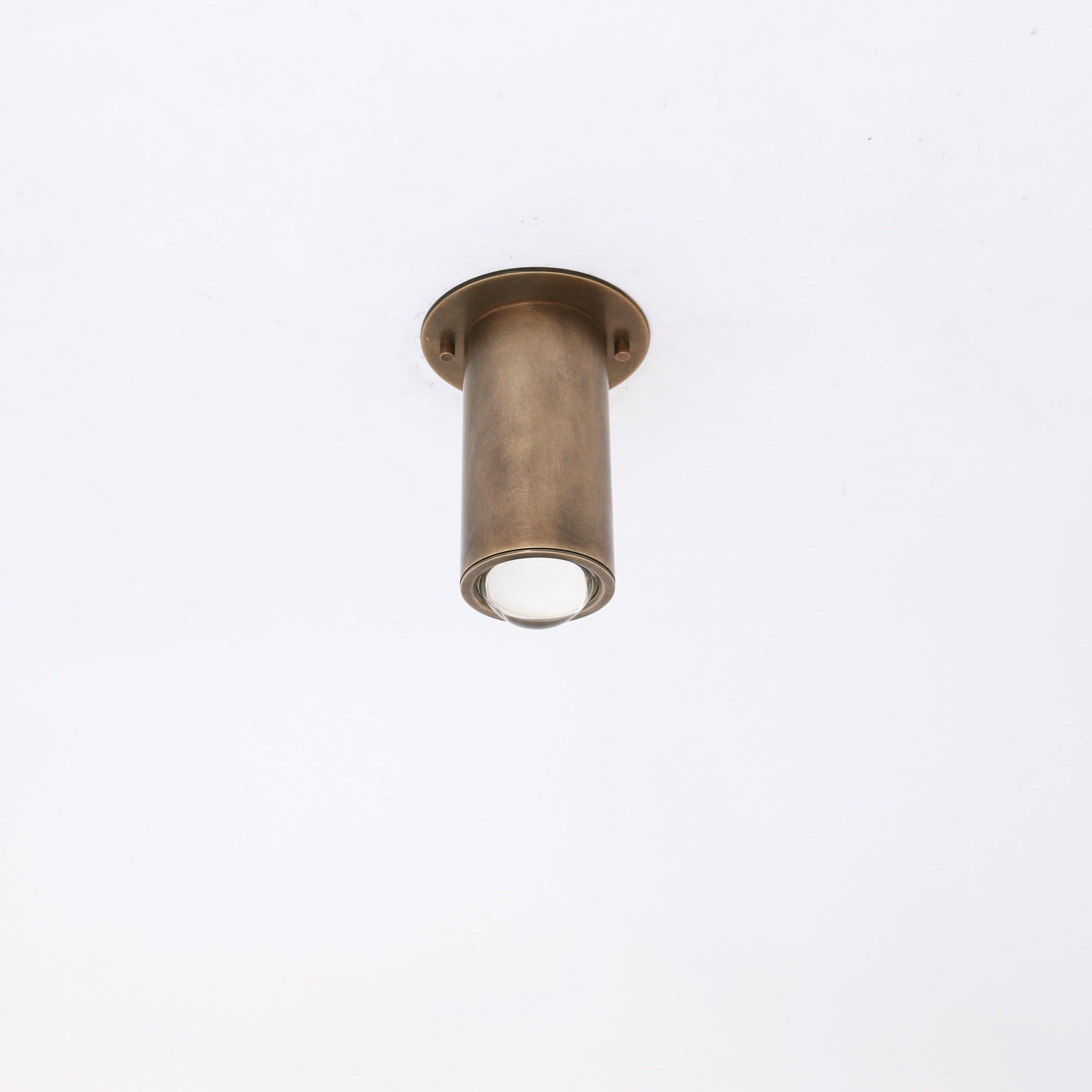 Brass Cylinder Ceiling Spotlight with Frosted Glass Lens