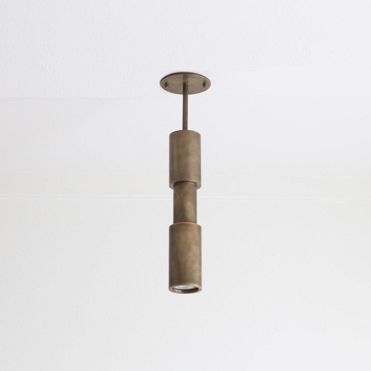 Brass Cylinder Ceiling Spotlight with Stem