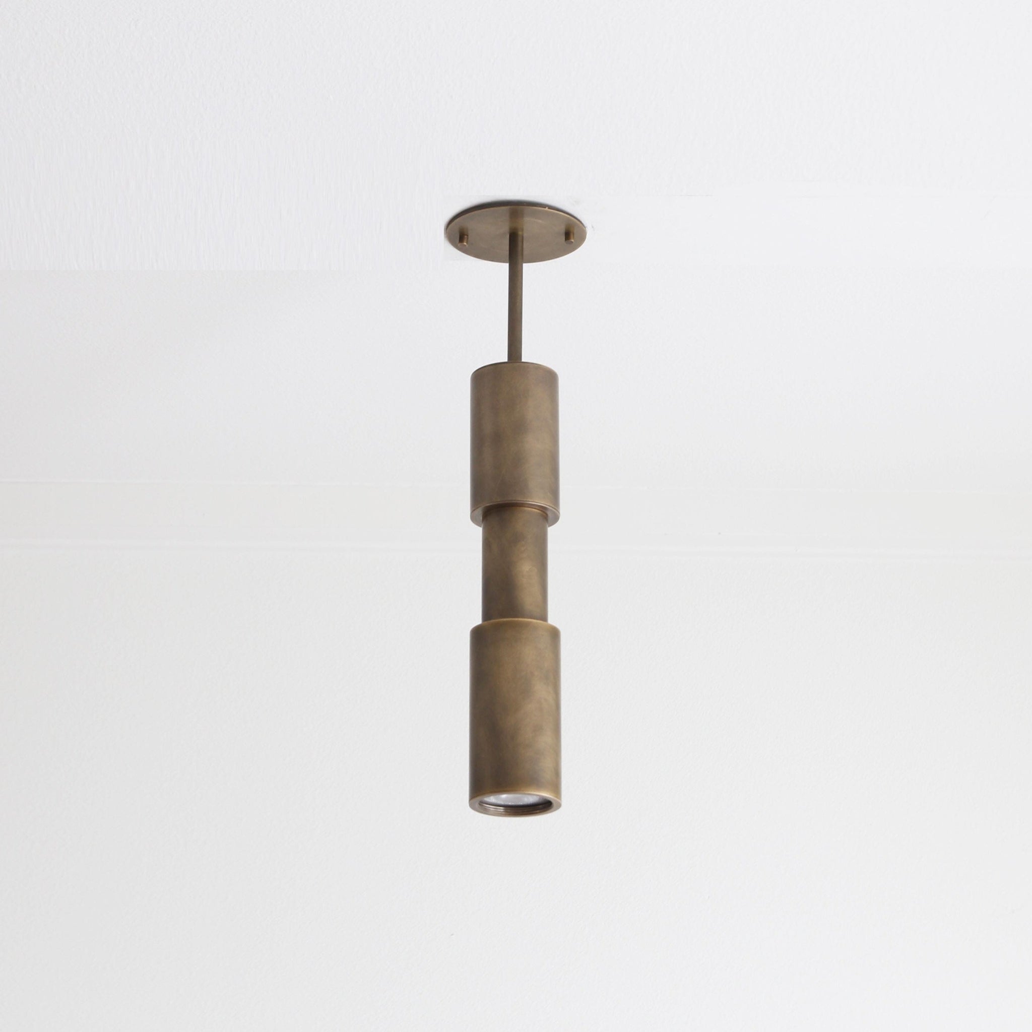 Brass Cylinder Ceiling Spotlight with Stem