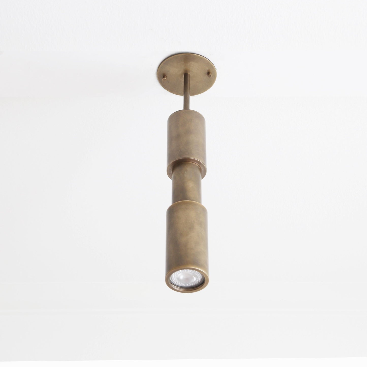 Brass Cylinder Ceiling Spotlight with Stem