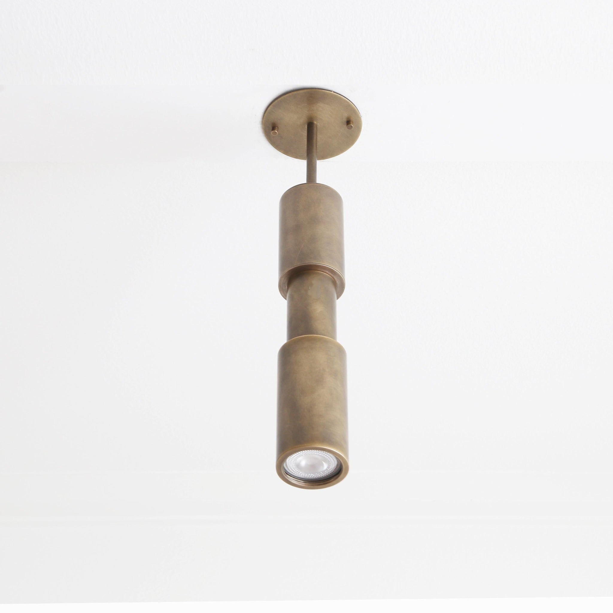 Brass Cylinder Ceiling Spotlight with Stem