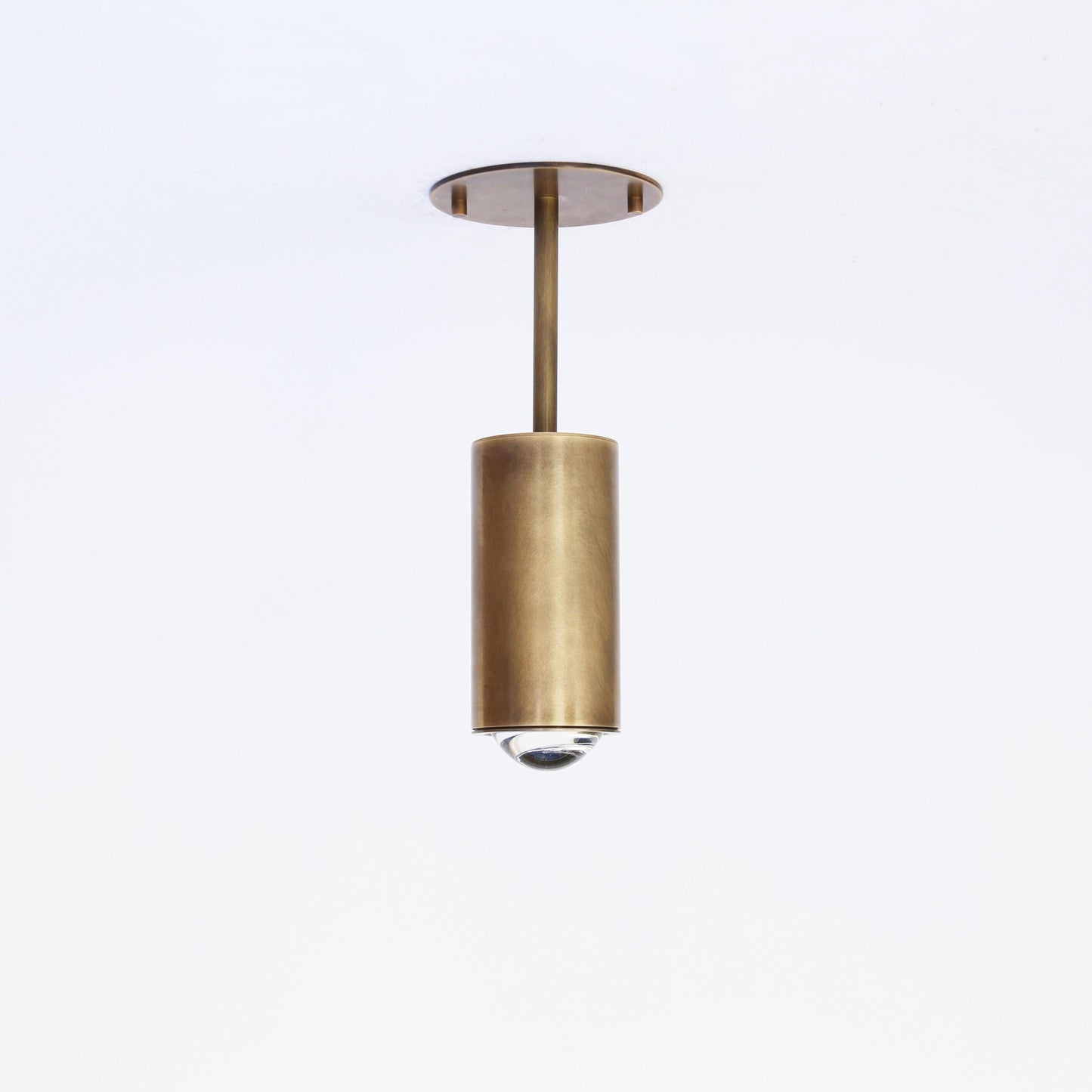 Brass Cylinder Ceiling Spotlight with Straight Drop Arm
