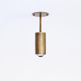 Brass Cylinder Ceiling Spotlight with Straight Drop Arm