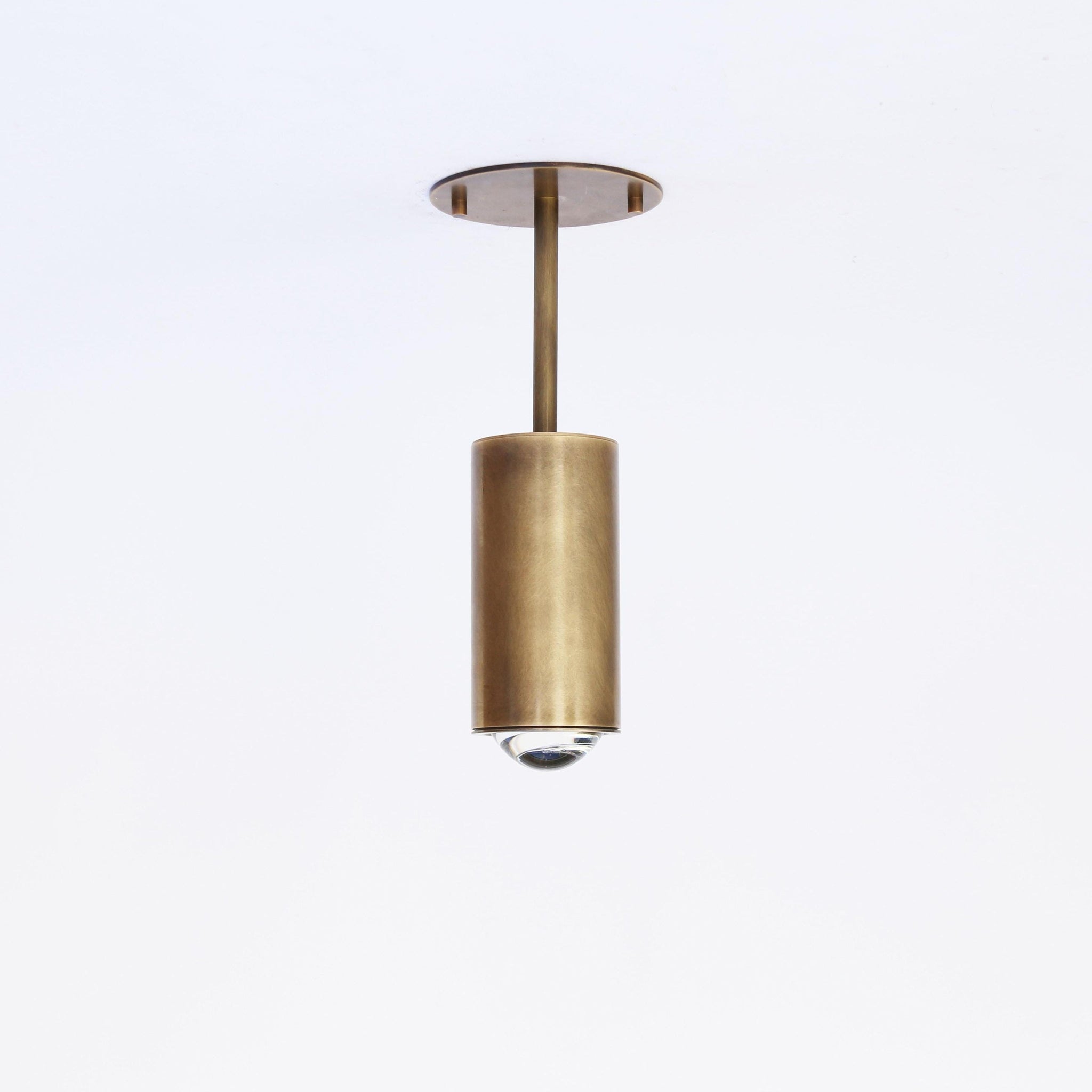 Brass Cylinder Ceiling Spotlight with Straight Drop Arm