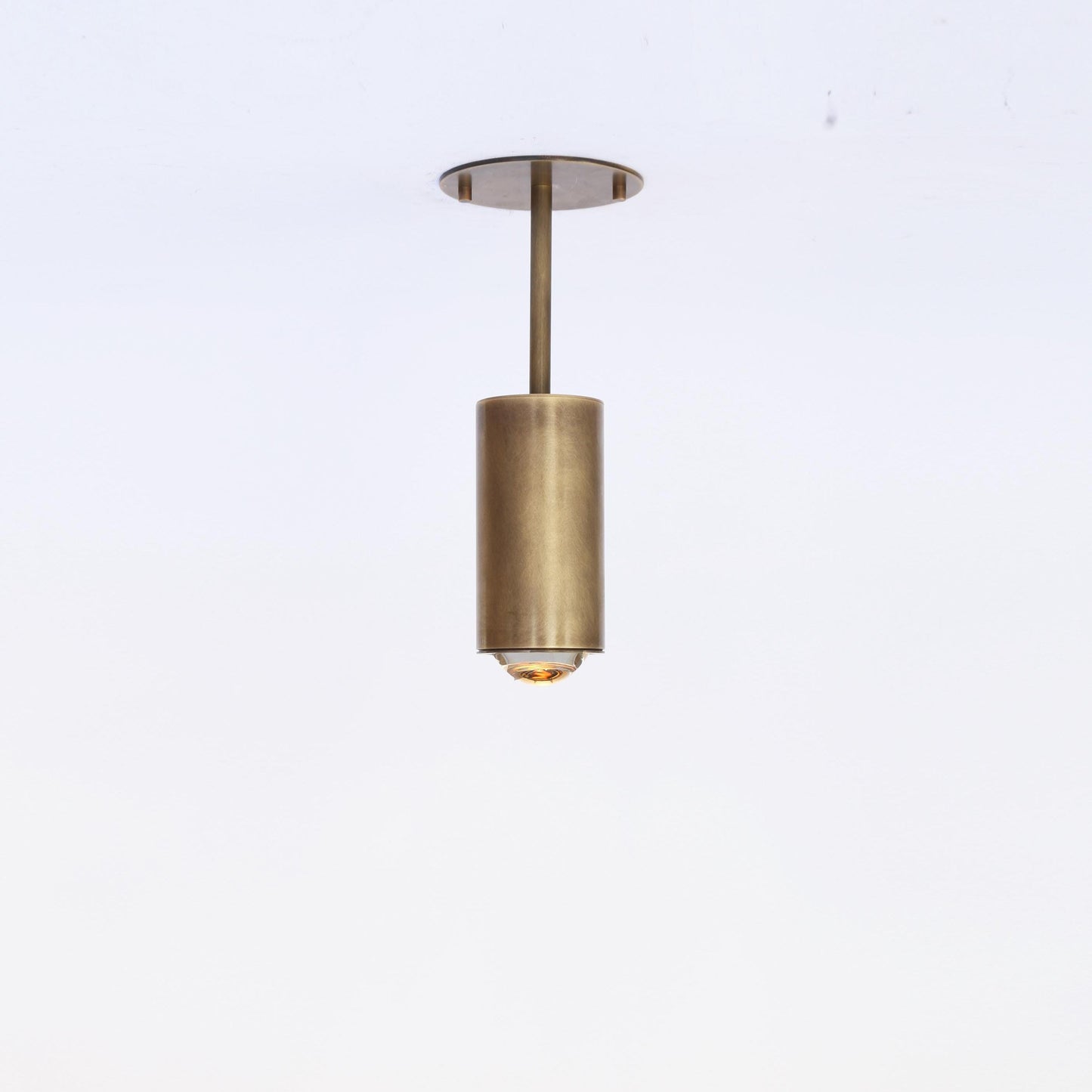 Brass Cylinder Ceiling Spotlight with Straight Drop Arm