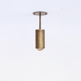 Brass Cylinder Ceiling Spotlight with Straight Drop Arm