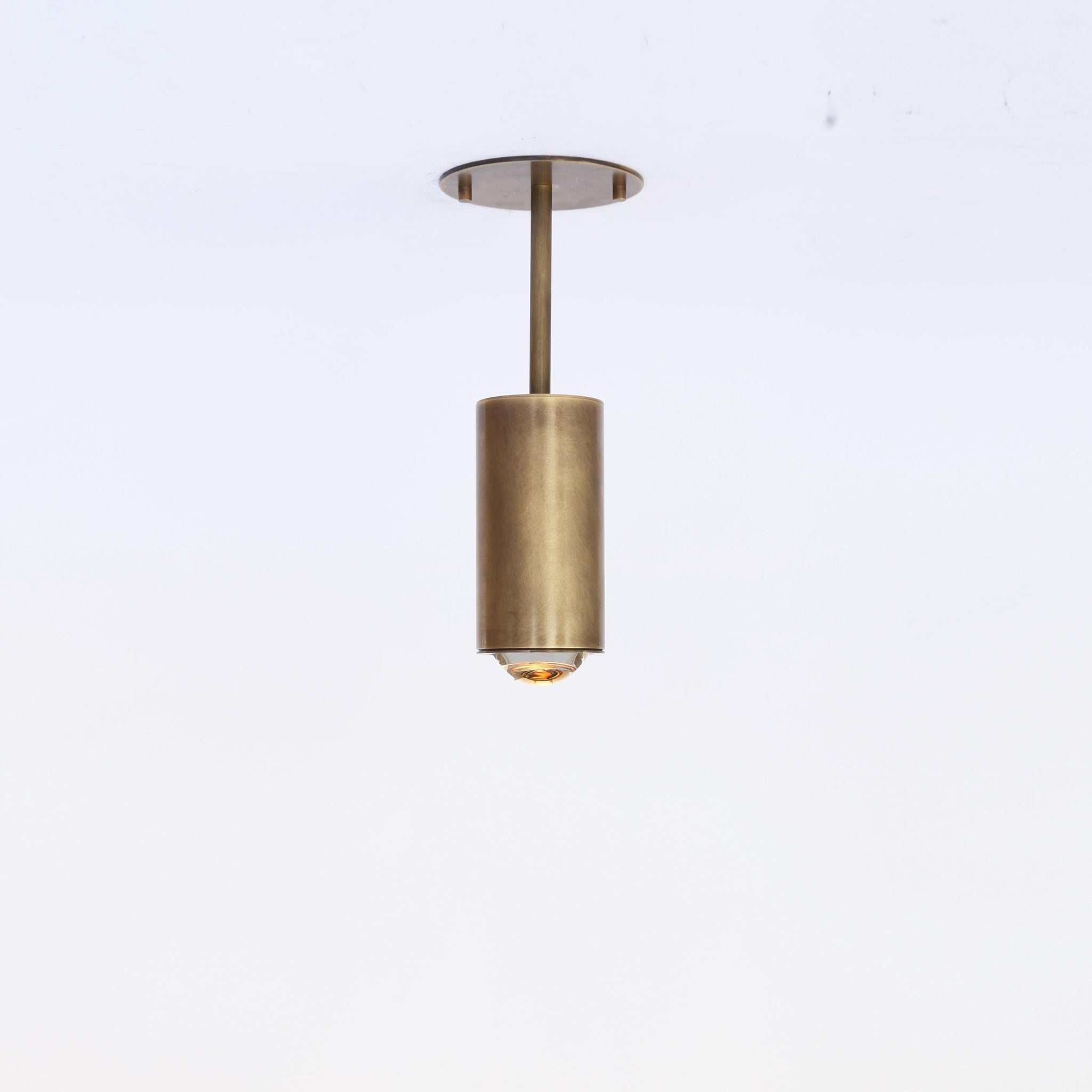 Brass Cylinder Ceiling Spotlight with Straight Drop Arm