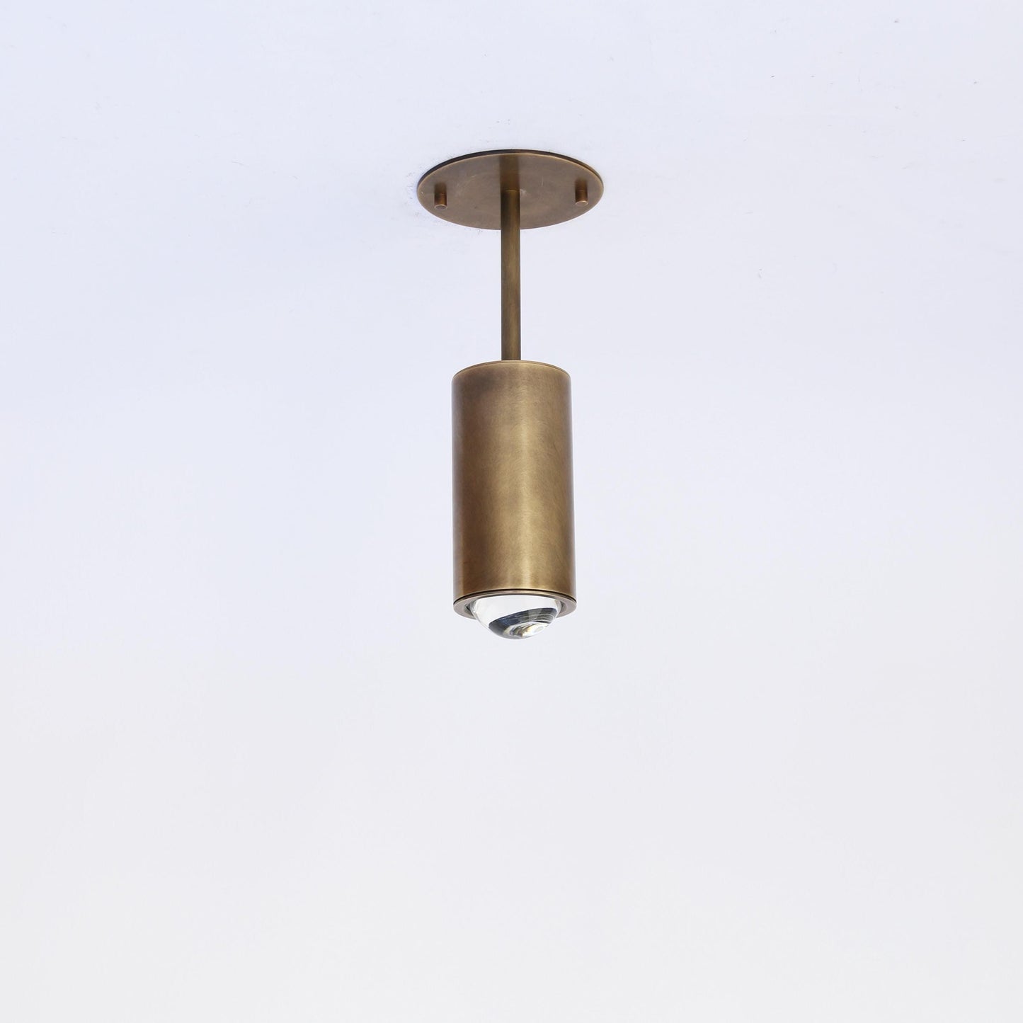Brass Cylinder Ceiling Spotlight with Straight Drop Arm