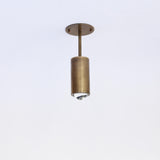 Brass Cylinder Ceiling Spotlight with Straight Drop Arm