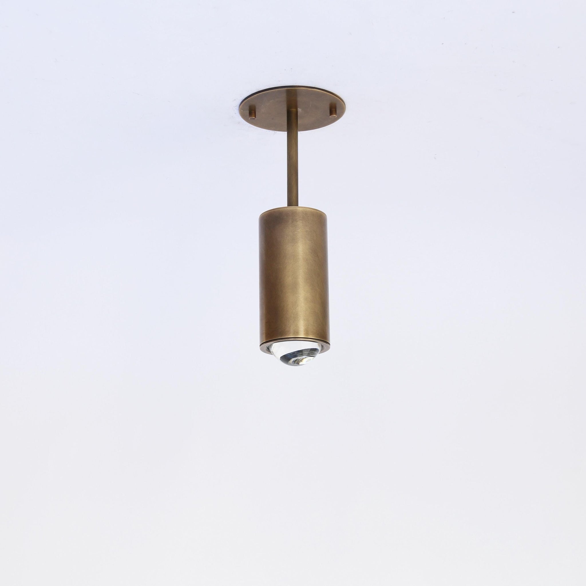 Brass Cylinder Ceiling Spotlight with Straight Drop Arm