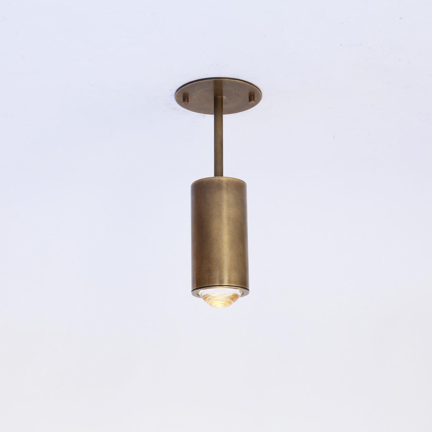 Brass Cylinder Ceiling Spotlight with Straight Drop Arm