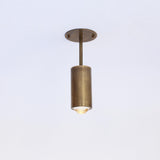 Brass Cylinder Ceiling Spotlight with Straight Drop Arm