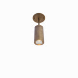 Brass Cylinder Ceiling Spotlight with Straight Drop Arm