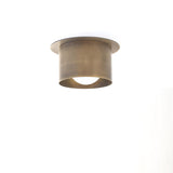 Brass Cylinder Flush Mount Ceiling Light with Opal Globe