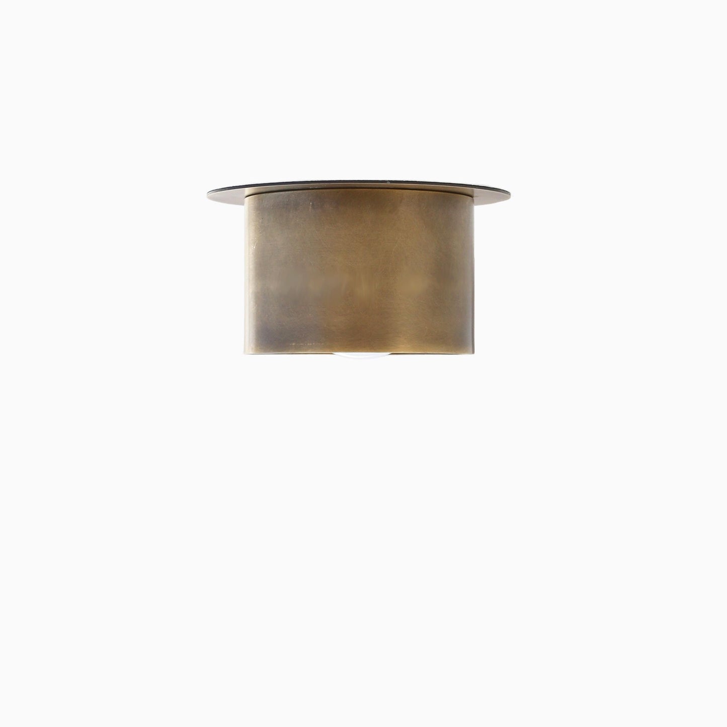 Brass Cylinder Flush Mount Ceiling Light with Opal Globe