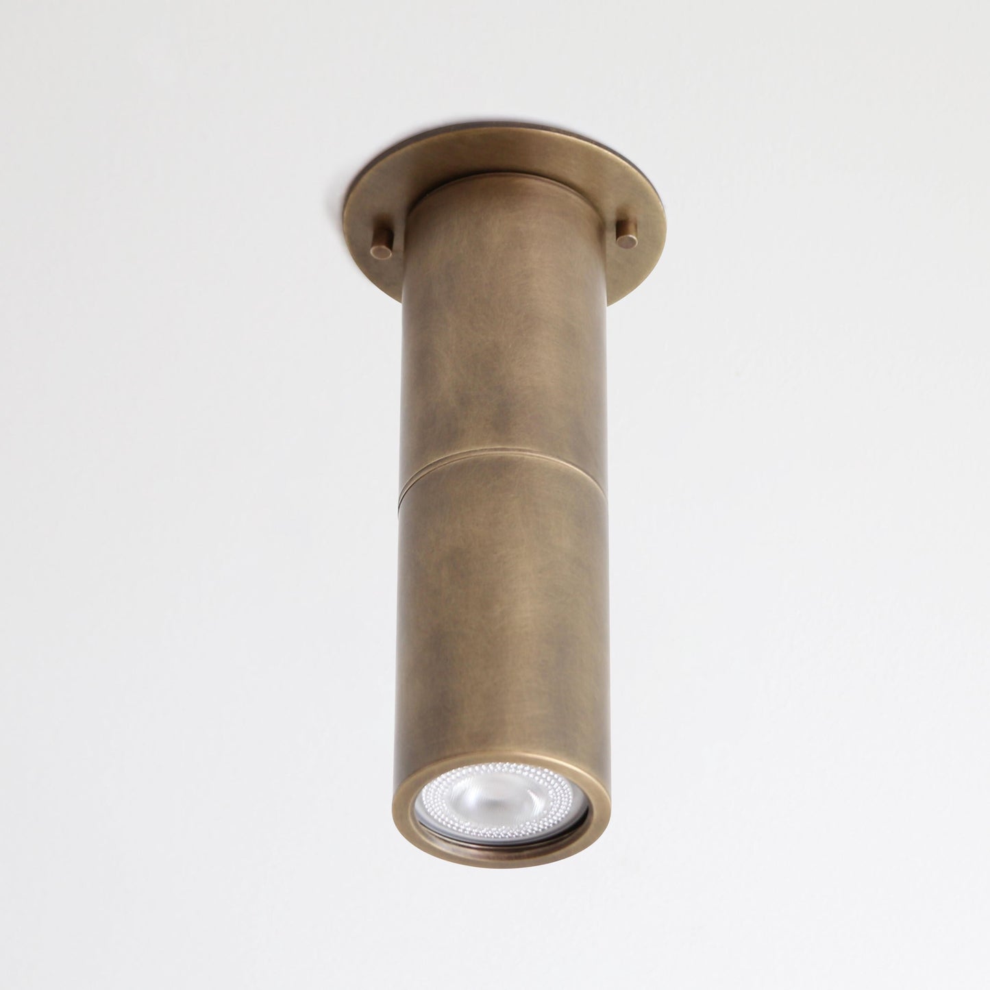 Brass Cylinder Flush Mount Ceiling Spotlight