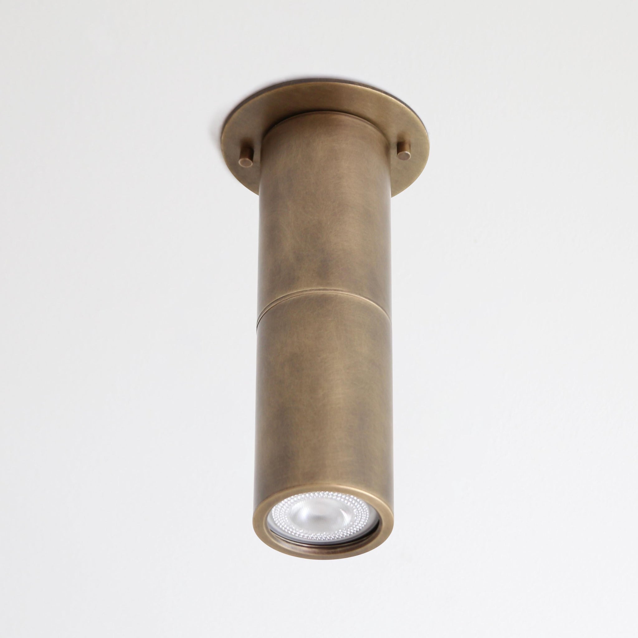 Brass Cylinder Flush Mount Ceiling Spotlight