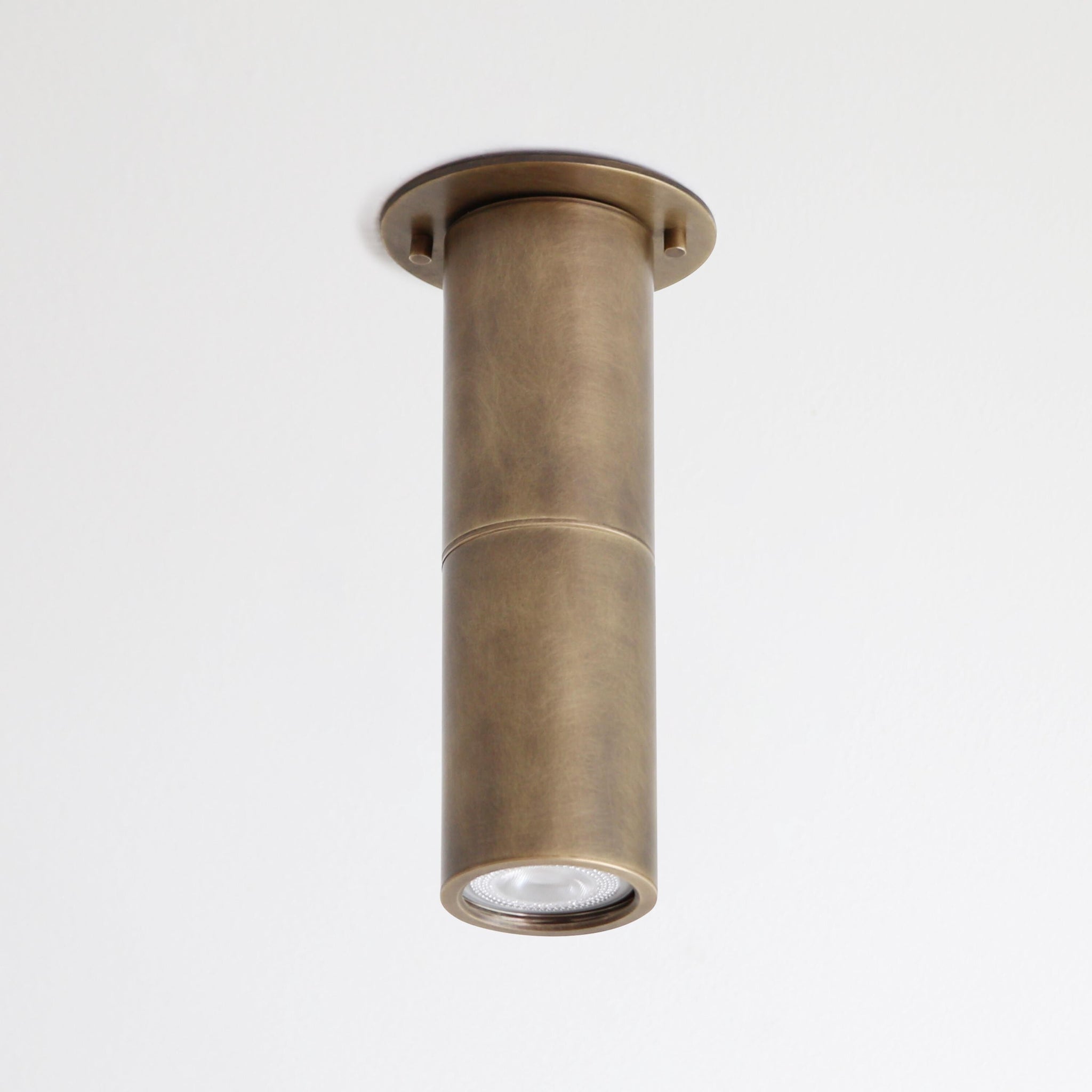 Brass Cylinder Flush Mount Ceiling Spotlight