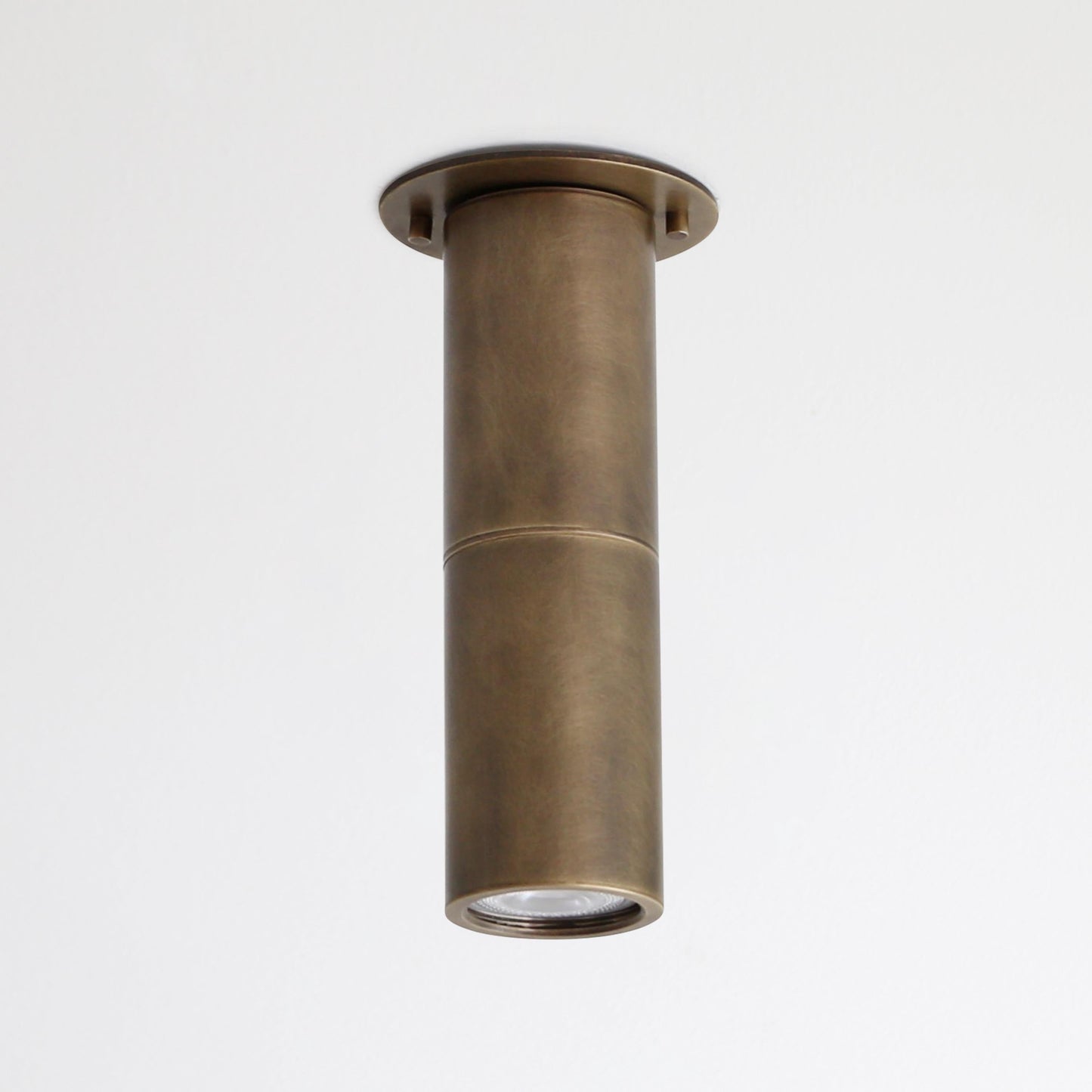 Brass Cylinder Flush Mount Ceiling Spotlight