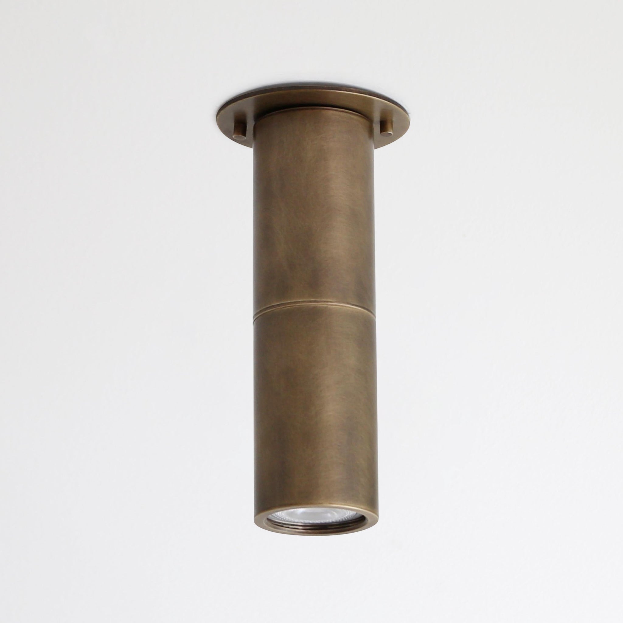 Brass Cylinder Flush Mount Ceiling Spotlight