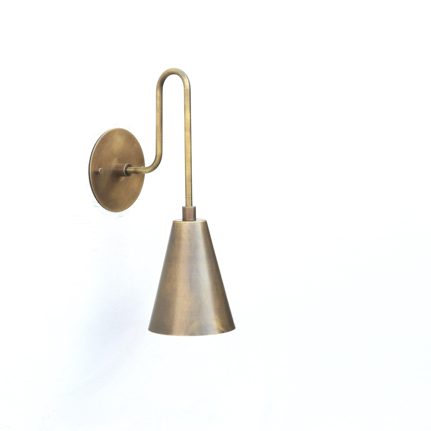 Brass Gooseneck Wall Sconce with Cone Shade