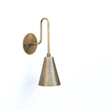 Brass Gooseneck Wall Sconce with Cone Shade