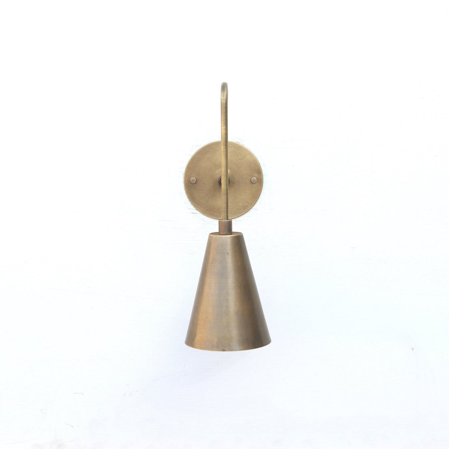 Brass Gooseneck Wall Sconce with Cone Shade