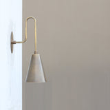 Brass Gooseneck Wall Sconce with Cone Shade