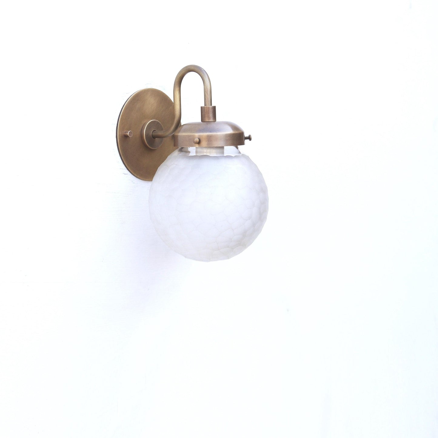Brass Gooseneck Wall Sconce with Six-Inch Opal Globe