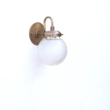Brass Gooseneck Wall Sconce with Six-Inch Opal Globe
