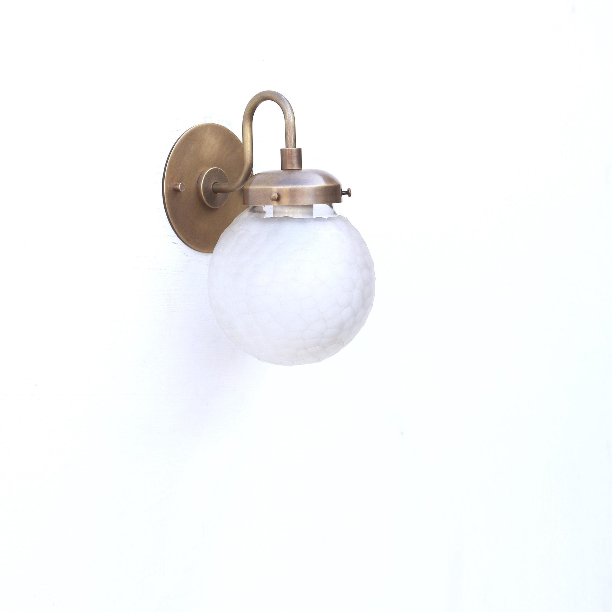 Brass Gooseneck Wall Sconce with Six-Inch Opal Globe