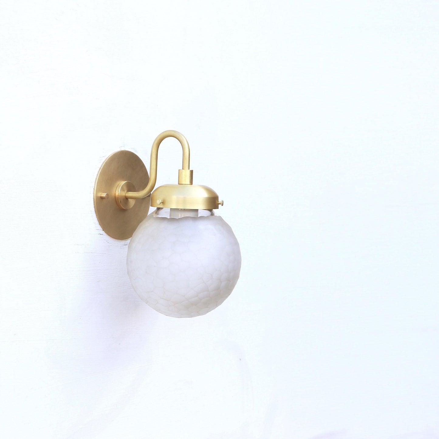 Brass Gooseneck Wall Sconce with Six-Inch Opal Globe